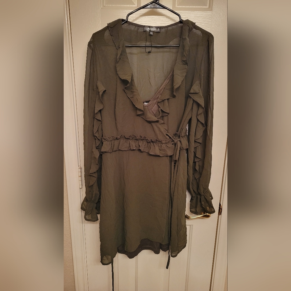Olive Green Ruffle Dress
